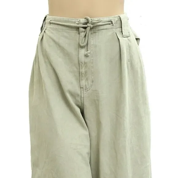 Free People Julien Wide-Leg Chino Trousers Pants Pleated Cotton XL NEW 282589 - Picture 6 of 9